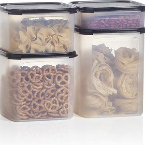 New Tupperware Modular Mates Square Set #1, 2, 3 & 4 Black (4-pc set)